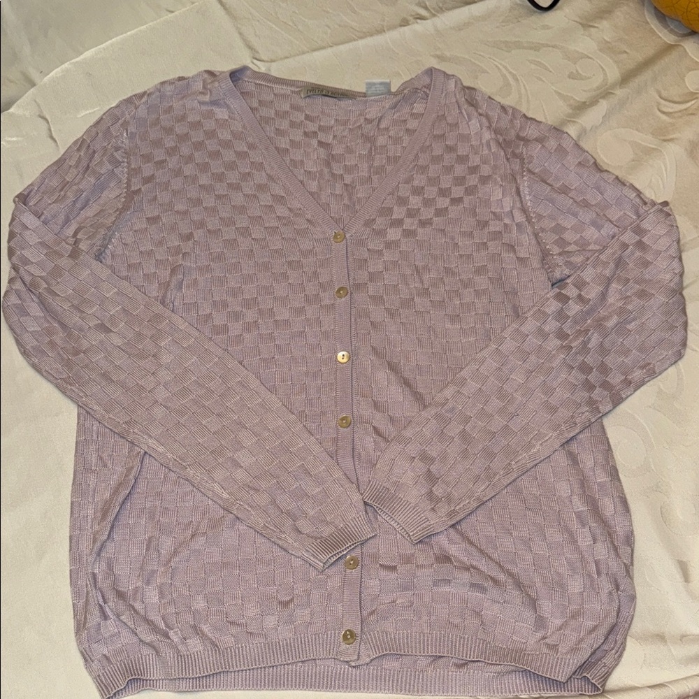 Chic Lavender Checkered Cardigan